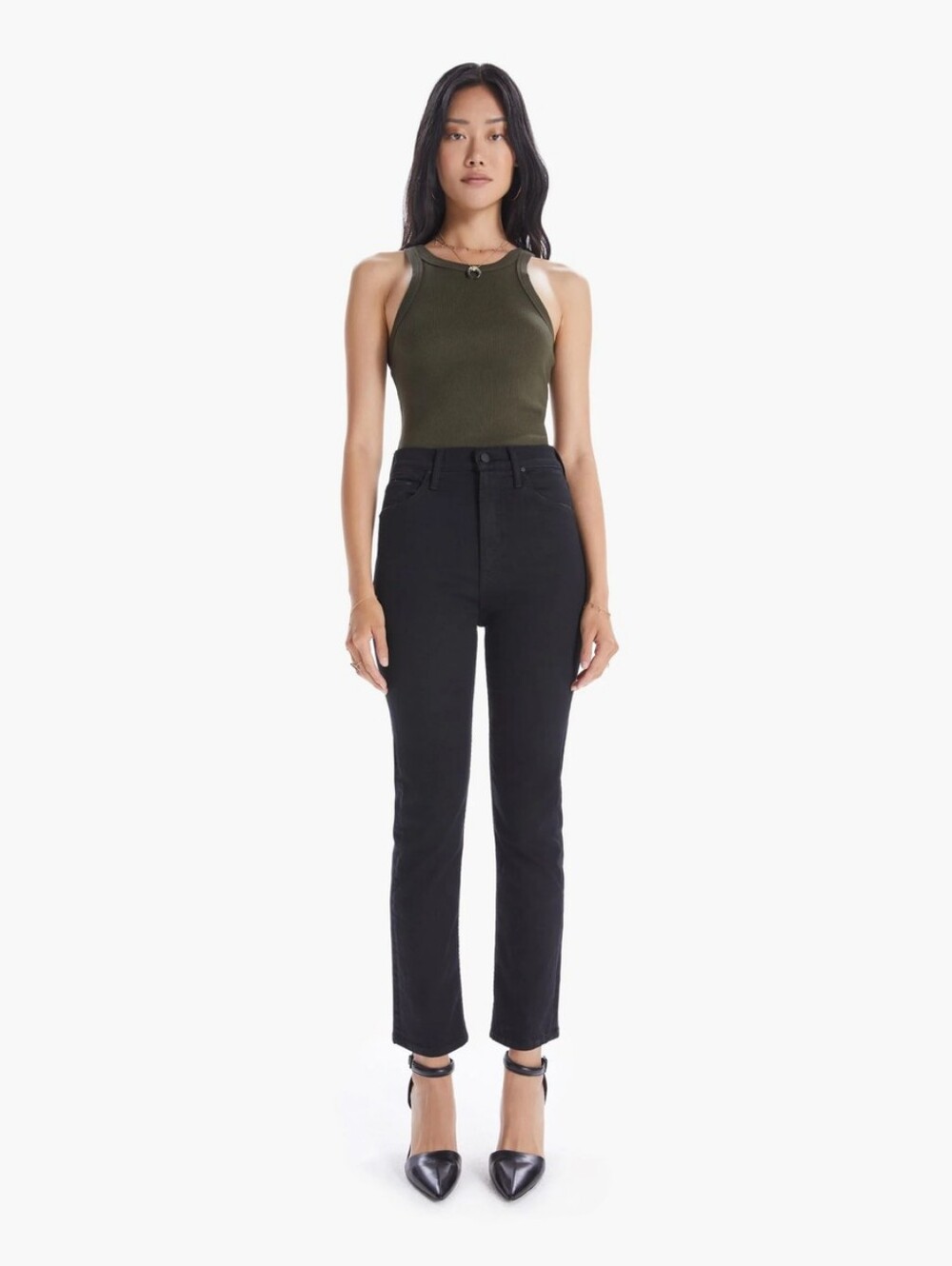 Mother High Waisted Rider Ankle Jeans Black Size 24